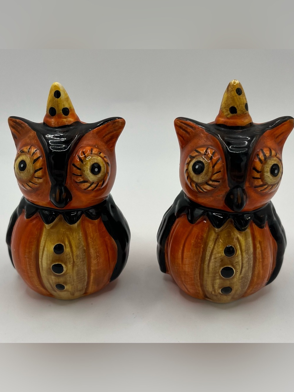 Vintage Transpac Owl Salt & Pepper Halloween Shakers Johanna Parker- Lot of 2